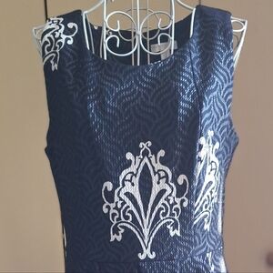 New York & Company Navy and White Dress